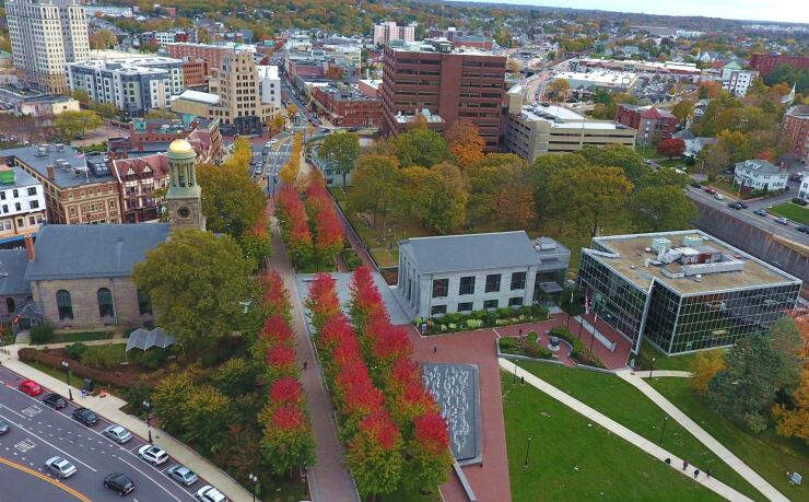 A bird's eye view of the city of Quincy, Massachusetts, which issued bonds this week.